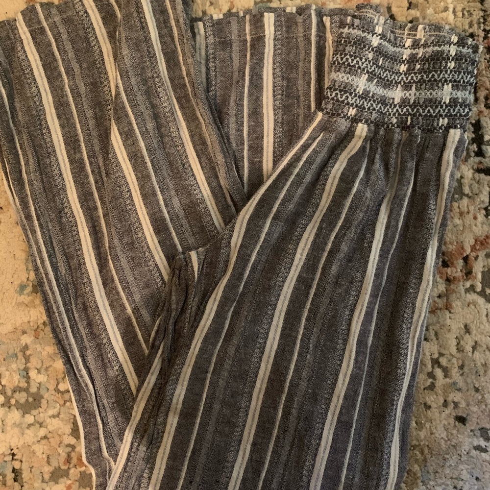 Rewash Blue, white and gray Linen pants